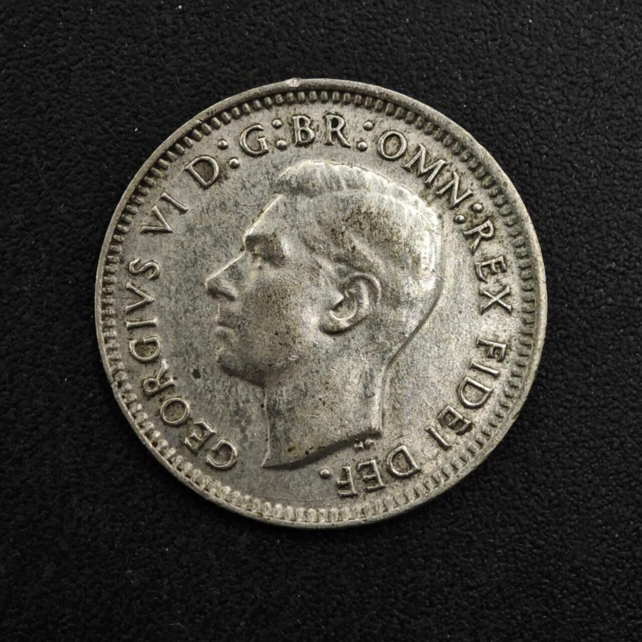 【淘币小摊】实时拍第八百二十七拍   散币场   满百包邮可预留二周 每周一统一发货   澳大利亚1950年乔治六世3便士银币