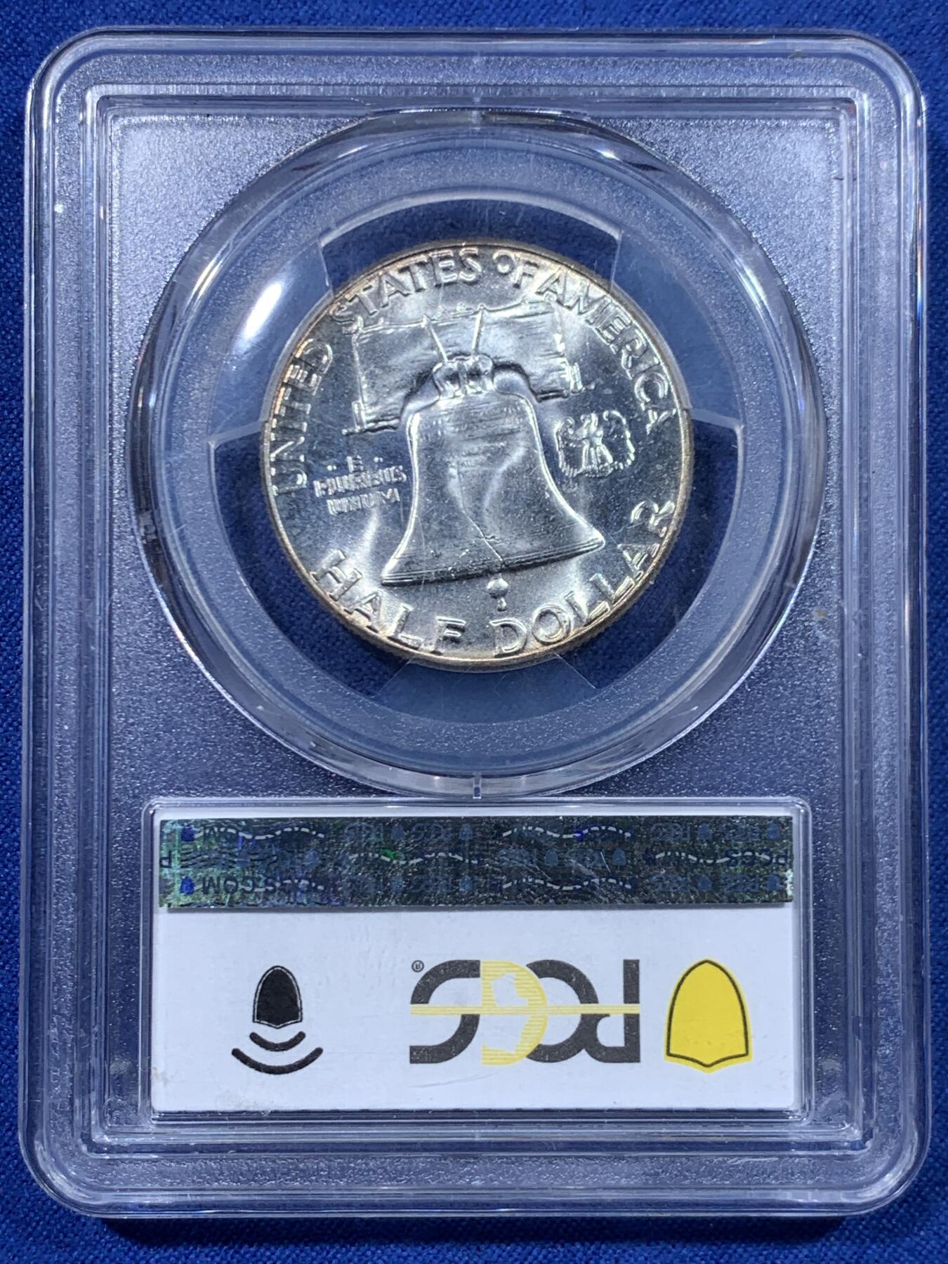 《竞宝斋》第447场 周日，周一，2场连拍 （全场包邮） PCGS MS64 美国1958年富兰克林50美分银币 转光流畅 值得入手