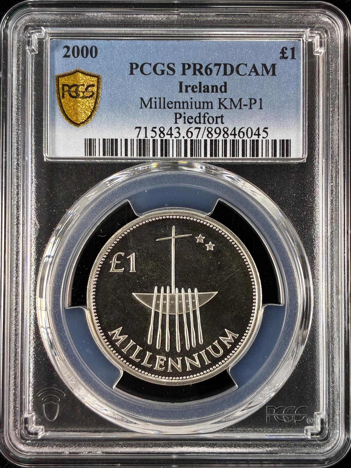 【雨安】【直播拍卖】【世界币章121期-评级币】2025-12-20 周六 19:30 保真 [评级现代] Ireland 爱尔兰 1镑 2000年 千禧年 加厚 PCGS-PR67DCAM 精制
