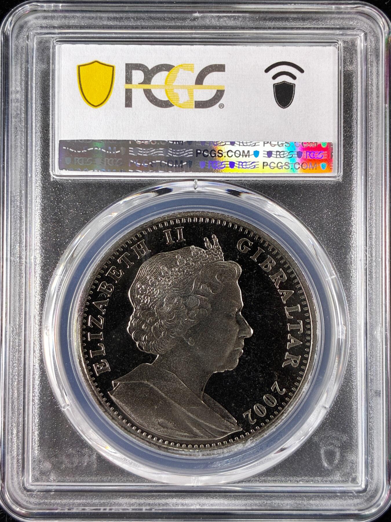 【雨安】【直播拍卖】【世界币章121期-评级币】2025-12-20 周六 19:30 保真 [评级现代] Gibraltar 直布罗陀 1克朗 2002年 伊丽莎白王太后钓鱼  PCGS-MS66