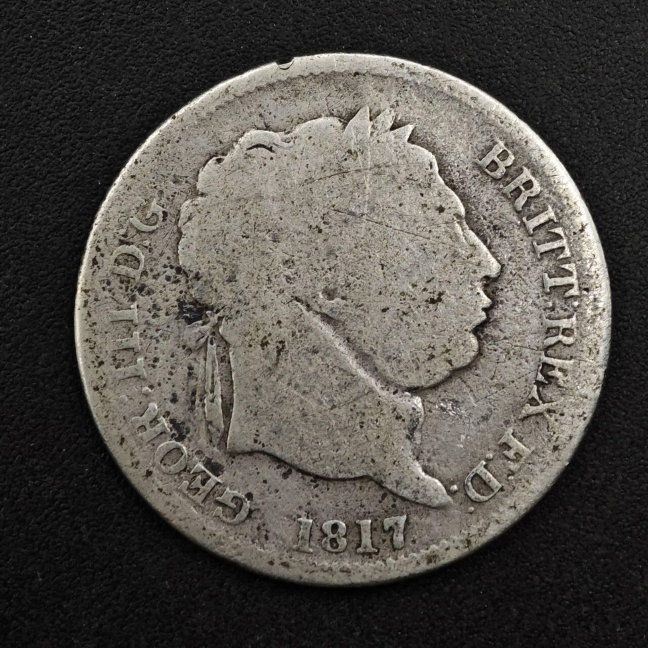 【淘币小摊】实时拍第八百二十七拍   散币场   满百包邮可预留二周 每周一统一发货   英国1817年乔治三世1先令银币