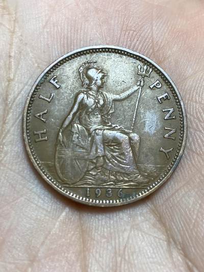 2025年第一百三十六场(总第一百六十二场）外国好品纸夹散币场(免佣金) - 英国🇬🇧1936年1/2便士(乔治五世逝世年，第三版关门年)