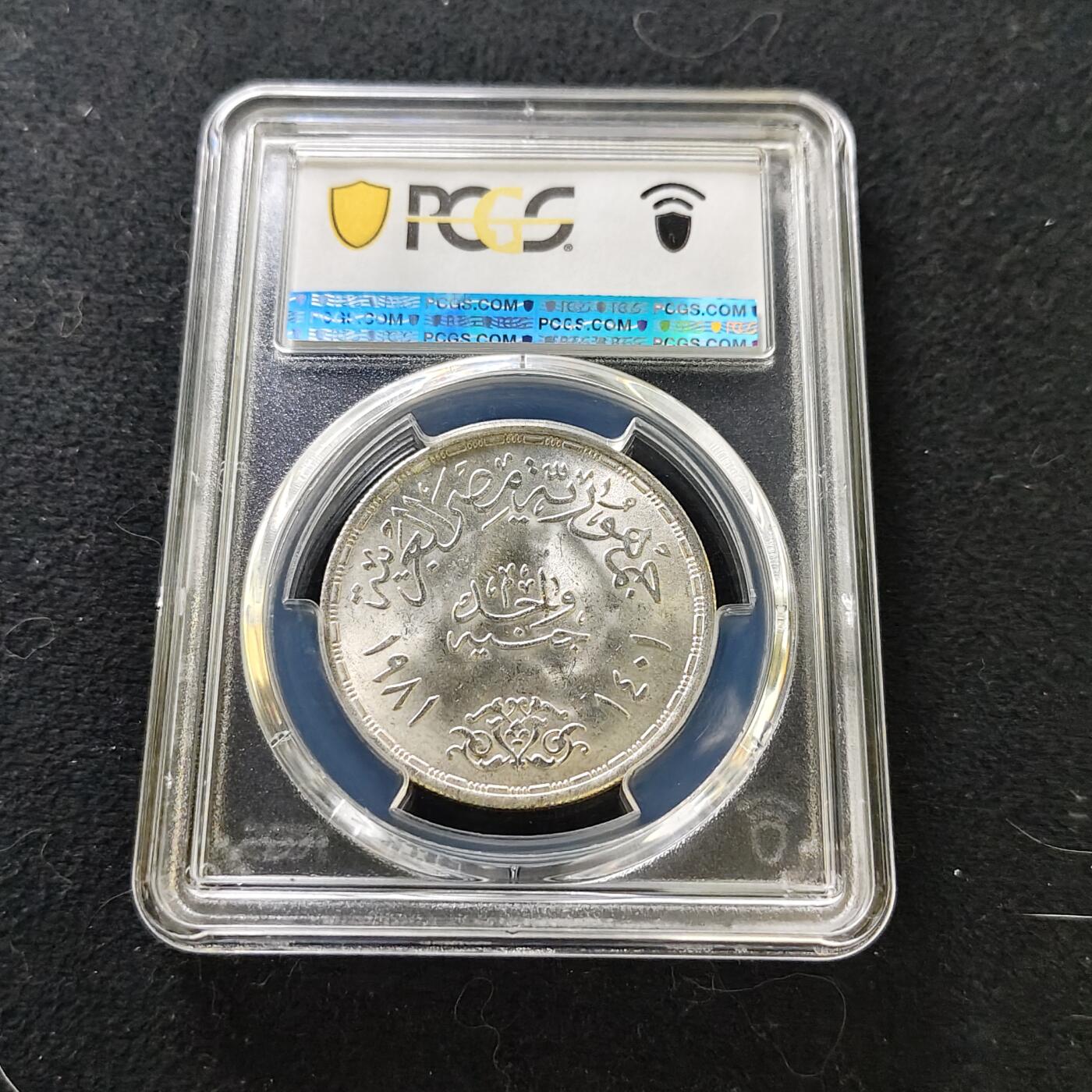 【全场包邮】纯粹捡漏拍487场（免费代拍第24场） 【收藏级·亚军分】埃及1981年1镑苏伊士运河重新开通三周年纪念银币-PCGS MS66（更高分6枚）