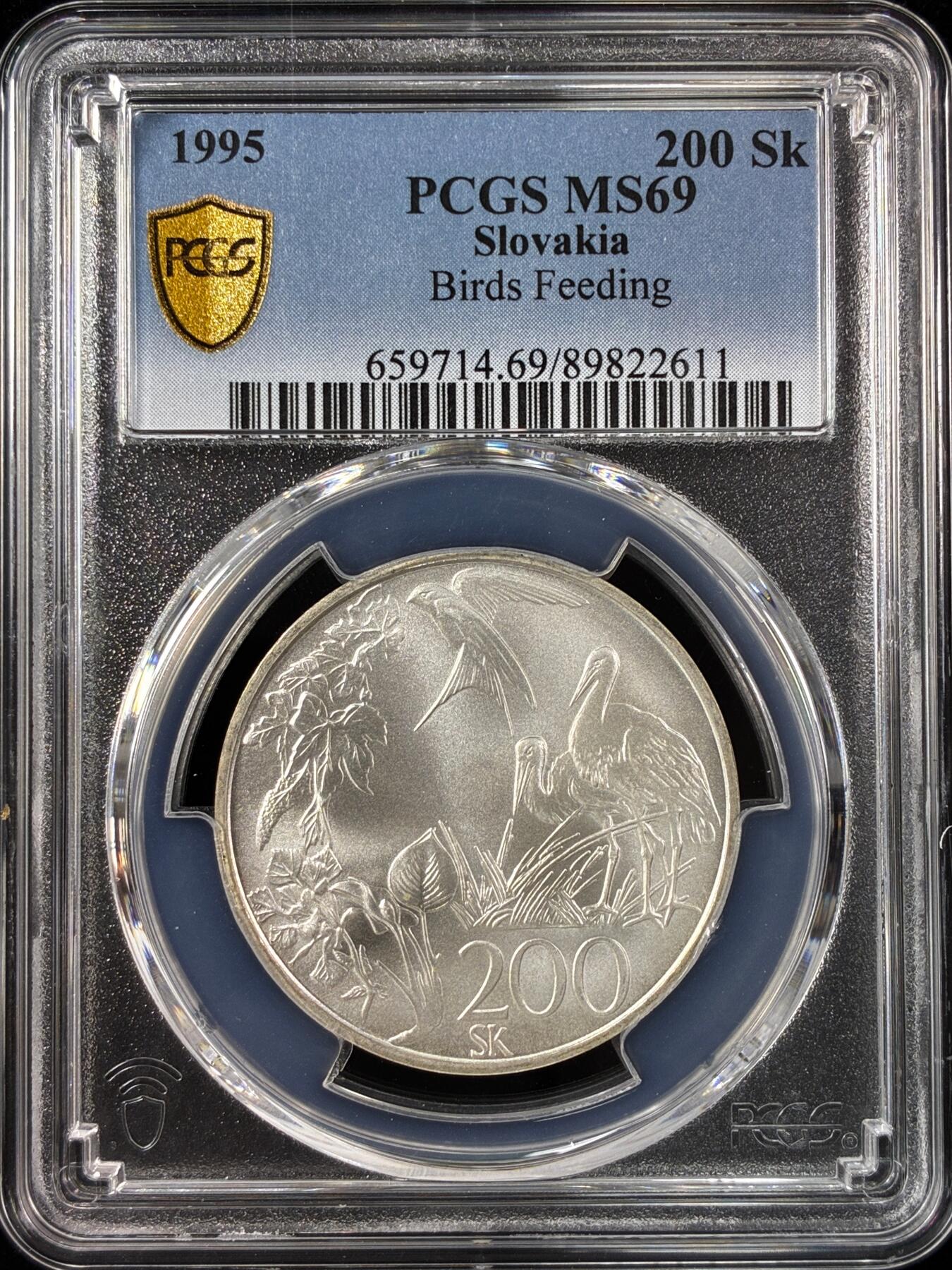 【雨安】【直播拍卖】【世界币章121期-评级币】2025-12-20 周六 19:30 保真 [评级现代] Slovakia 斯洛伐克 200克朗 1995年 鸟  PCGS-MS69