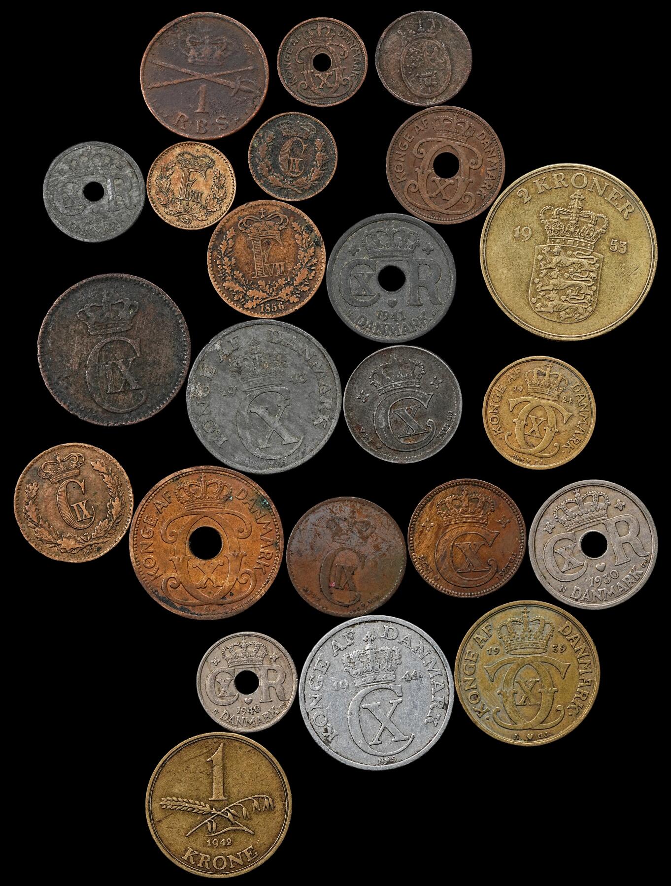 修遠堂世界钱币第九十七期 丹麦旧硬币一组