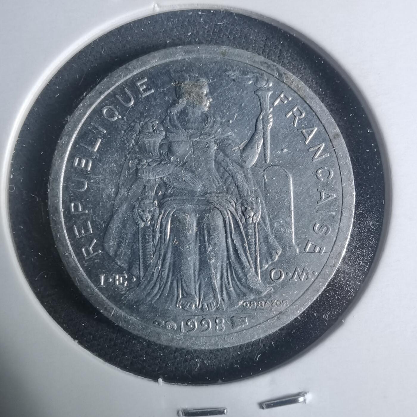 沼泽如烟--第931场 法属新喀里多尼亚1998年1法郎