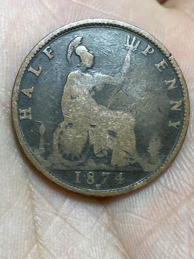 2025年第一百三十六场(总第一百六十二场）外国好品纸夹散币场(免佣金) - 英国🇬🇧1874年1/2便士(维多利亚女王中年桂冠第二版，首发年)