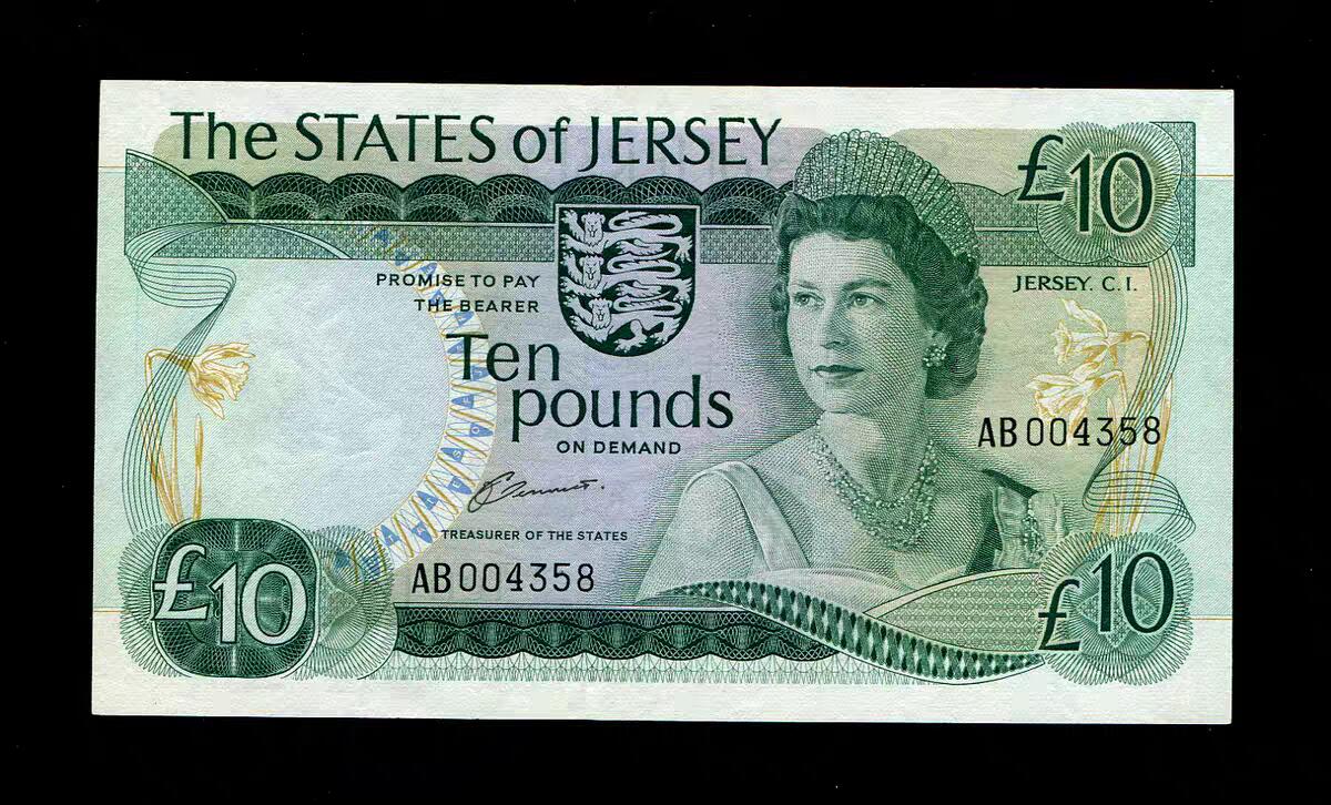 12月13号晚上8点 外国纸币自动截拍第72场 女王经典几乎全新 泽西 纸币 1976版 10镑 AB首发版 稀少