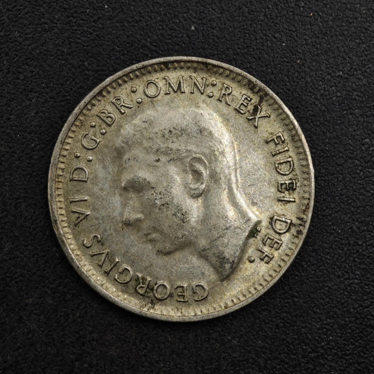 【淘币小摊】实时拍第八百二十七拍   散币场   满百包邮可预留二周 每周一统一发货   澳大利亚1949年乔治六世3便士银币