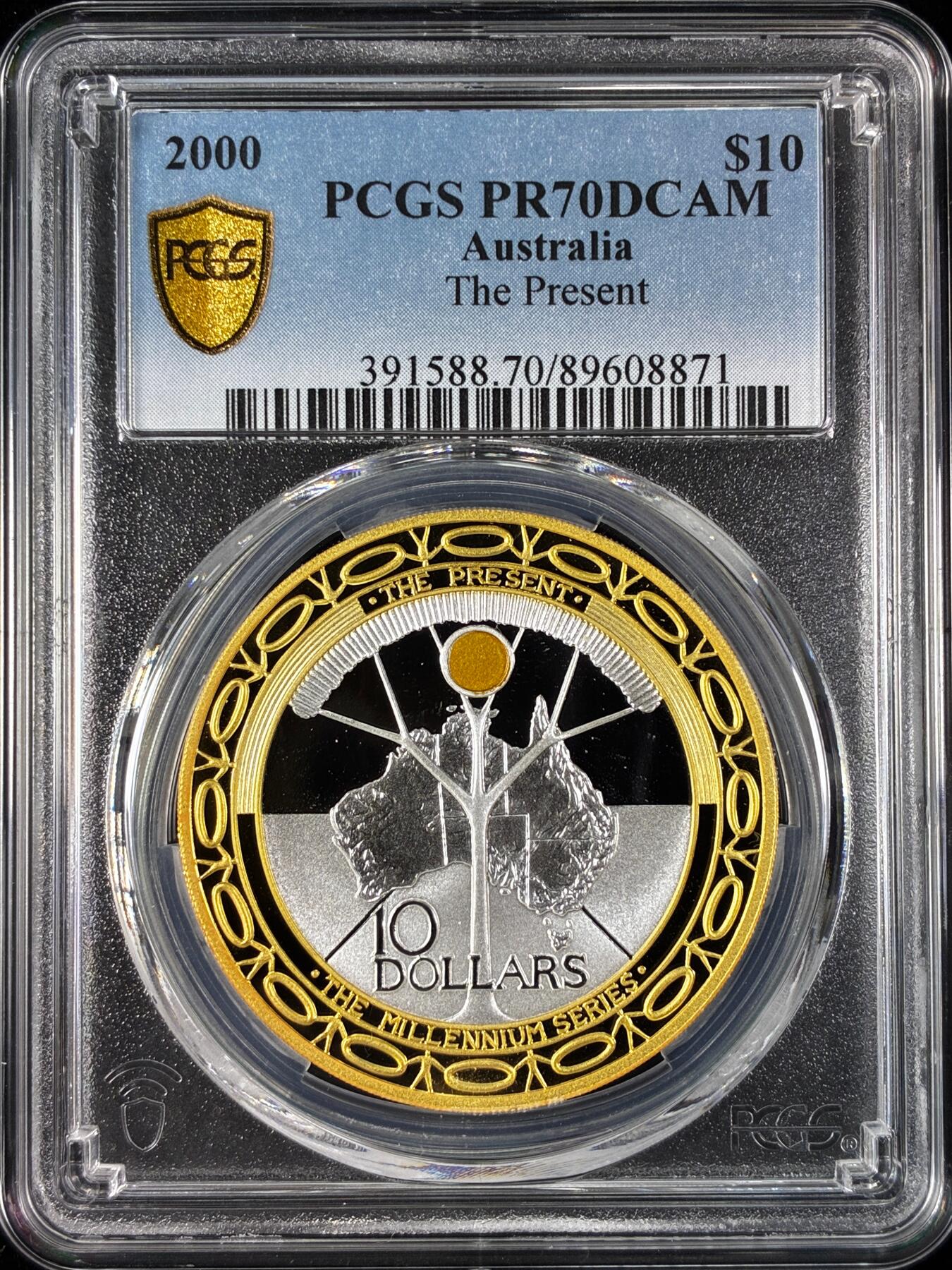 【雨安】【直播拍卖】【世界币章121期-评级币】2025-12-20 周六 19:30 保真 [评级现代] Australia 澳大利亚 10元 2000年 千禧年-现在 PCGS-PR70DCAM 精制