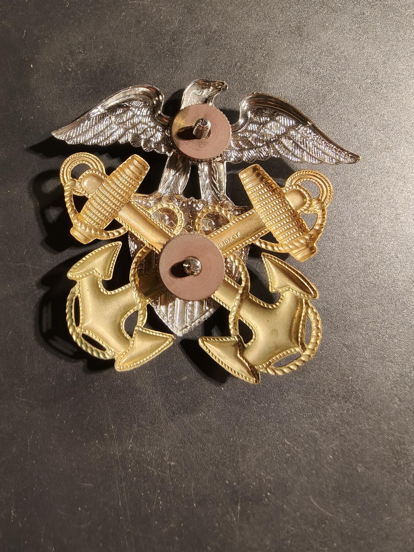 老王徽章第169期 美国海军大檐帽帽徽     包10k金