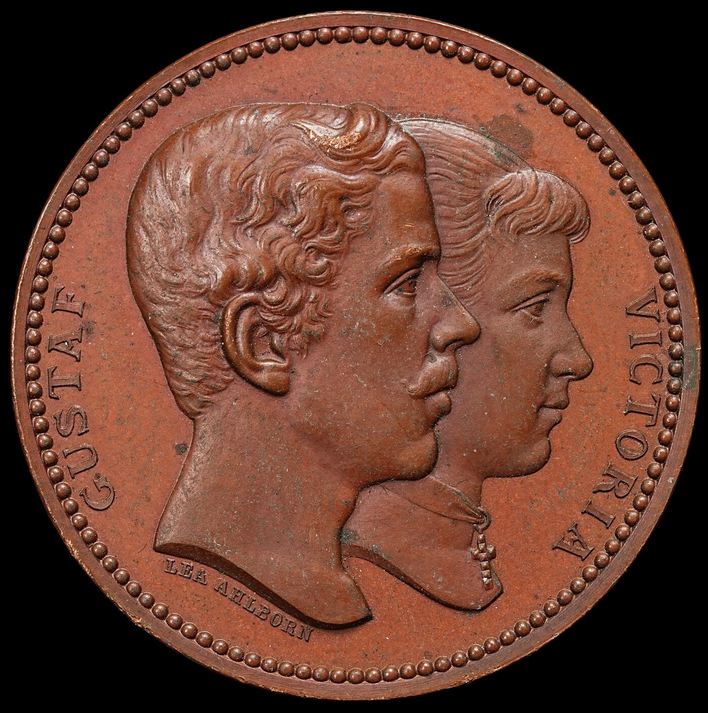 修遠堂世界钱币第九十七期 1881 年瑞典与巴登皇室婚礼纪念铜章 44.38mm，34.89g