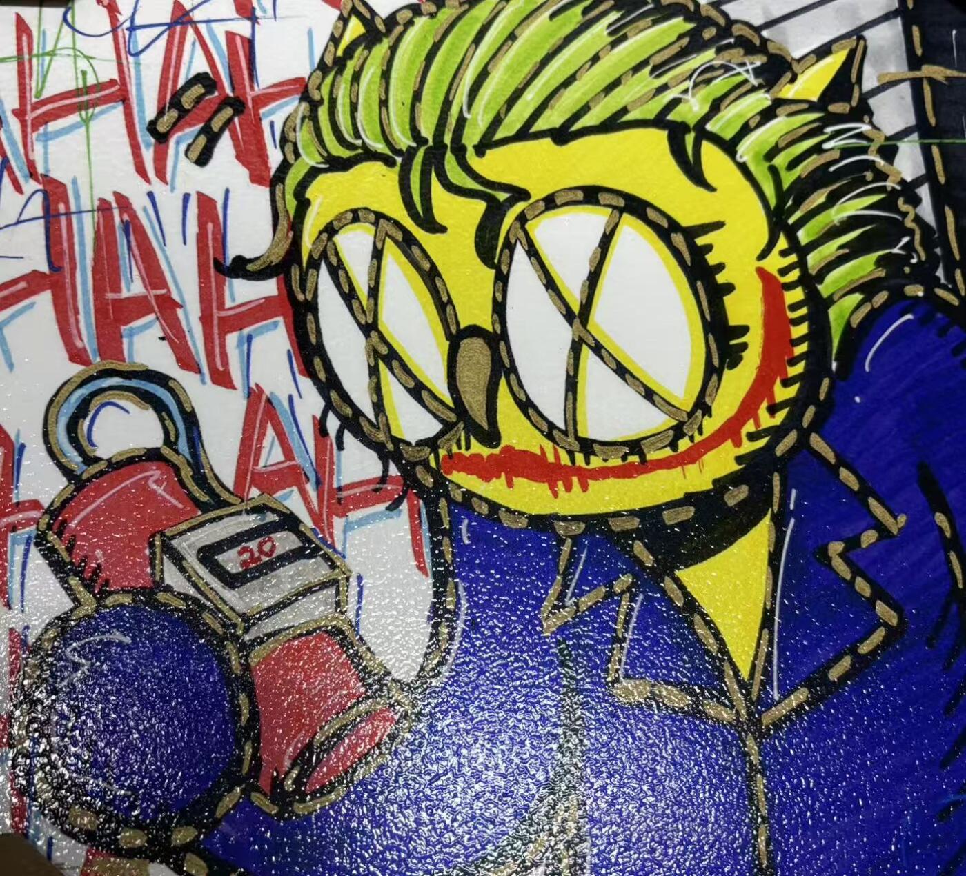 零元拍：OWSON 系列作品装饰肌理画《小丑》，相框尺寸35/35CM。因展品出展，镜框可能有轻微划痕，介意勿拍