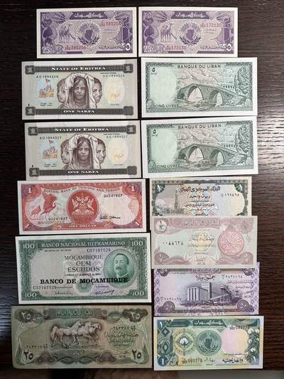 蒂克钱币-第51场 外国平价纸币最后一场 - 外国散币13枚  