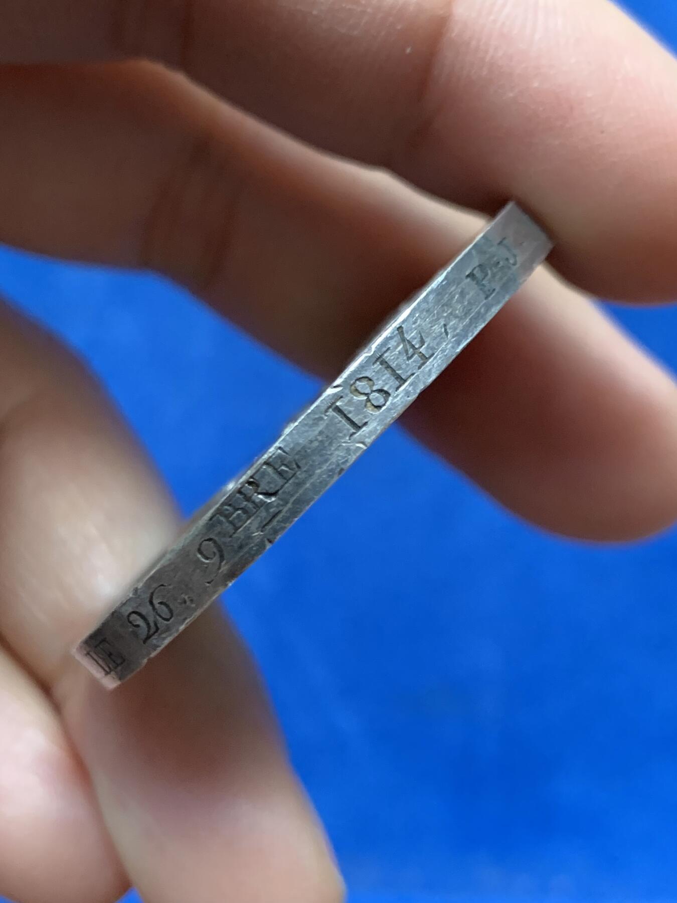 《竞宝斋》第447场 周日，周一，2场连拍 （全场包邮） 法国拿破仑一世时期 名家Brenet作 法国双天使婚礼银章 原铸 33克 40.2mm 周圈刻字 背面花体字漂亮