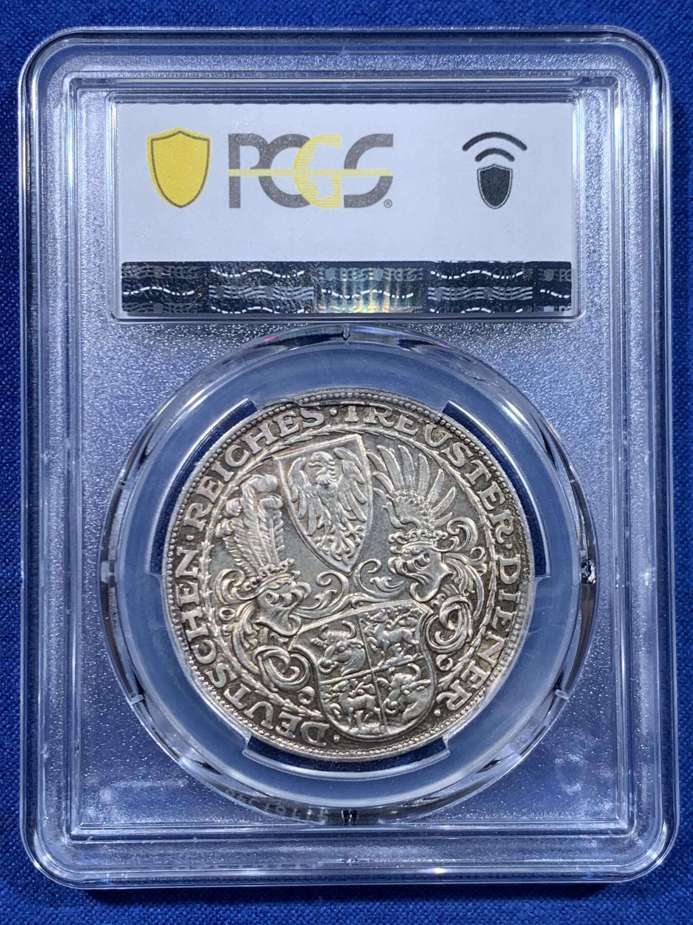 《竞宝斋》第447场 周日，周一，2场连拍 （全场包邮） PCGS SP65 德国1927年兴登堡80大寿d版五马克银质币型章 亚军分