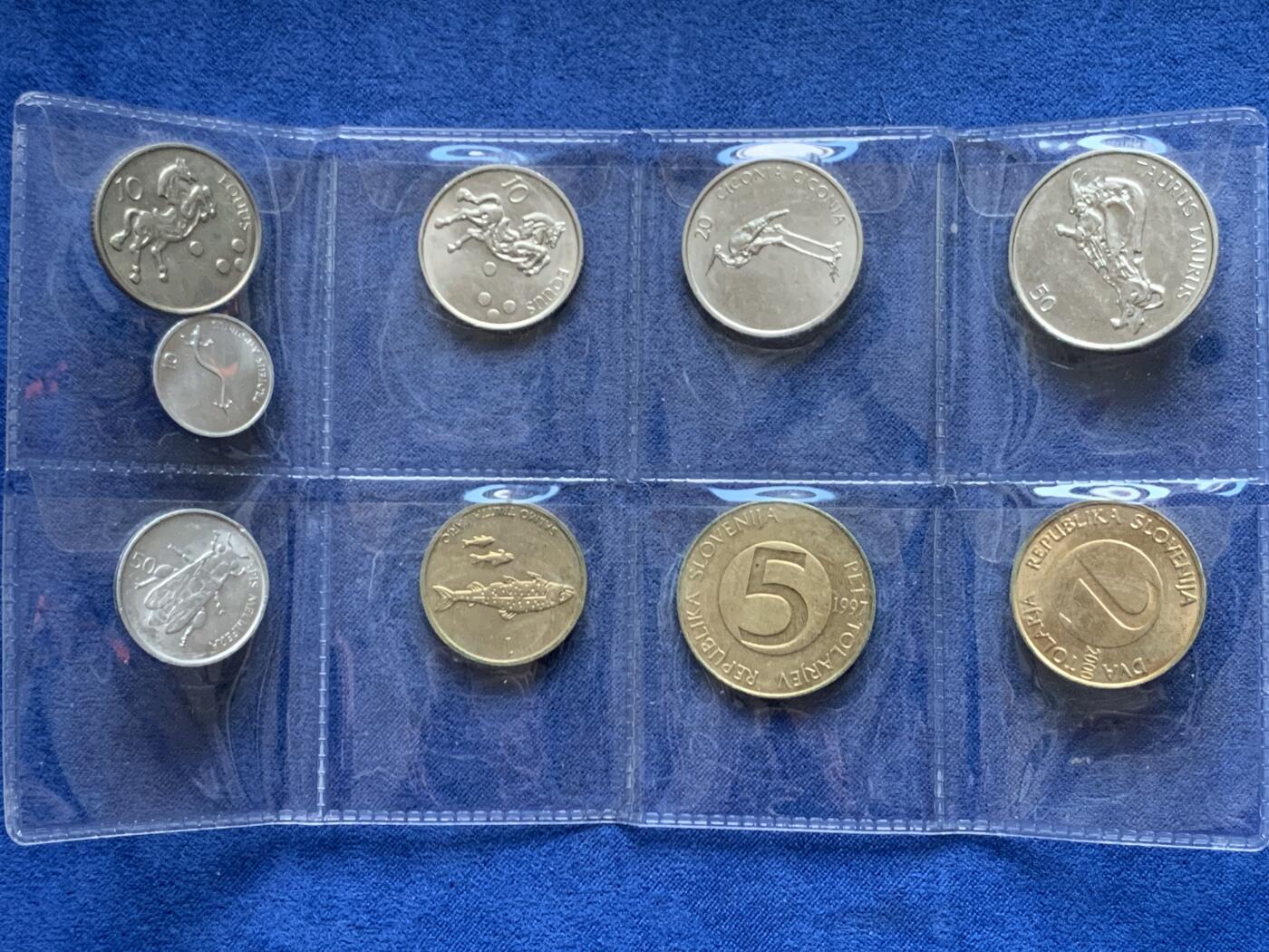 《竞宝斋》第447场 周日，周一，2场连拍 （全场包邮） 九枚一组 斯洛文尼亚钱币