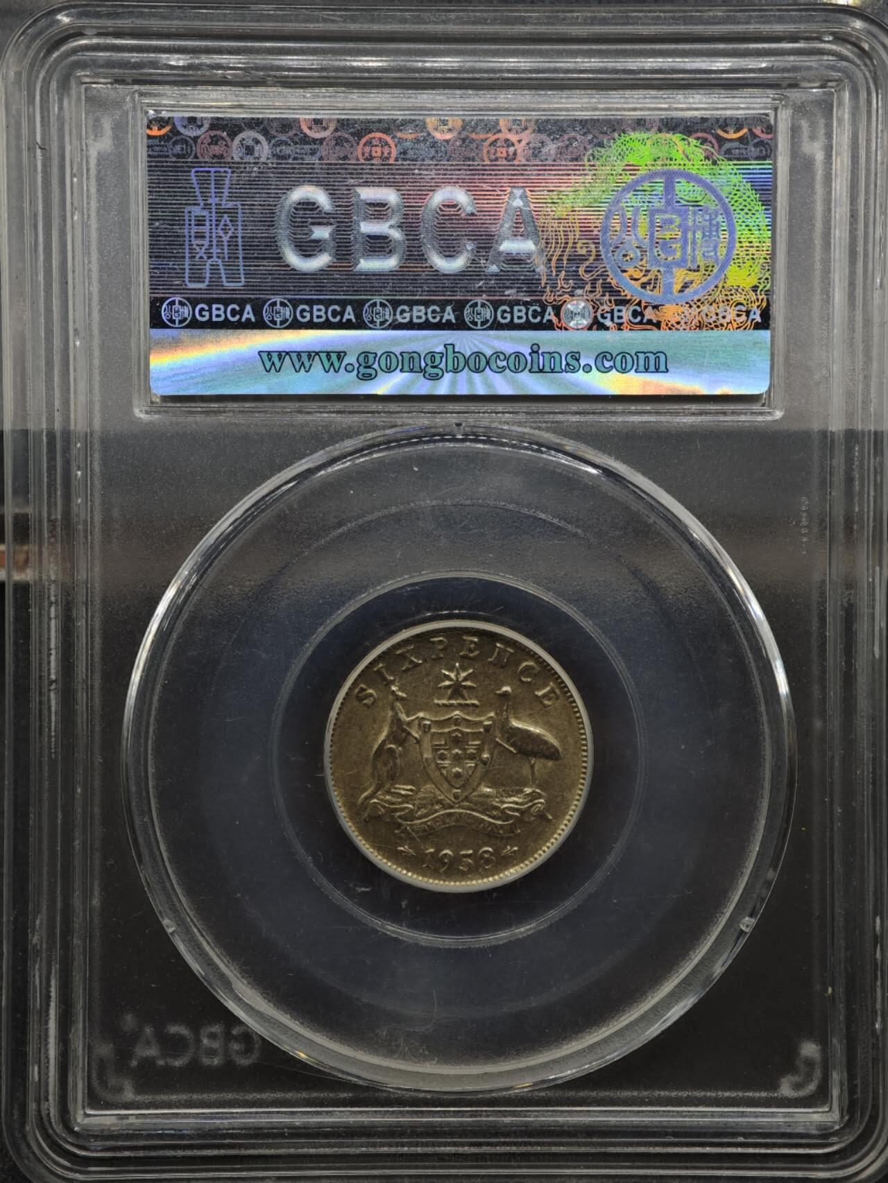 【淘币小摊】实时拍第八百二十七拍   散币场   满百包邮可预留二周 每周一统一发货   澳大利亚1958年乔治六世6便士银币