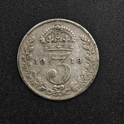 【淘币小摊】实时拍第八百二十七拍   散币场   满百包邮可预留二周 每周一统一发货   - 英国1918年乔治五世3便士银币