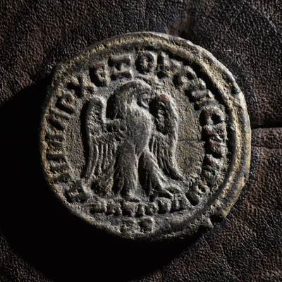 【良泉】【元旦直播场】1月1日晚19.30点开拍！208组西方古代钱币、日本朝鲜花钱 - 11.18克【土锈未清理】公元248-249年【古罗马】菲利普二世“站鹰”叙利亚行省四德拉克马银币