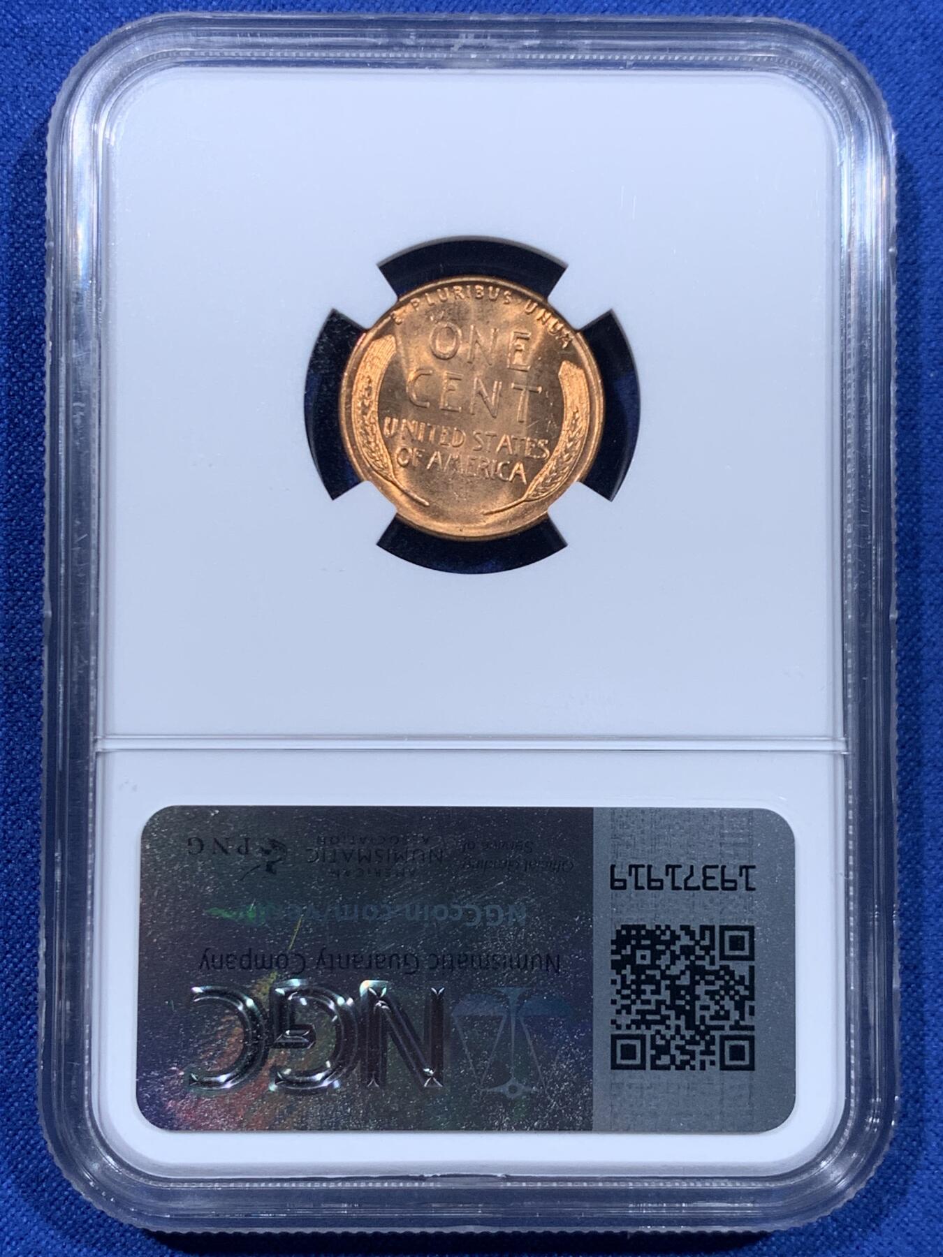 《竞宝斋》第447场 周日，周一，2场连拍 （全场包邮） NGC MS64RB 美国1956D林肯一分铜币 光泽红润