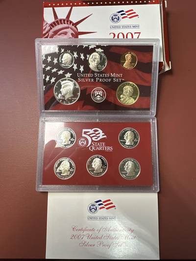 12.25银币、套币、精制币专场 -  2007年美国精制币银币套装 10枚 原盒带证书