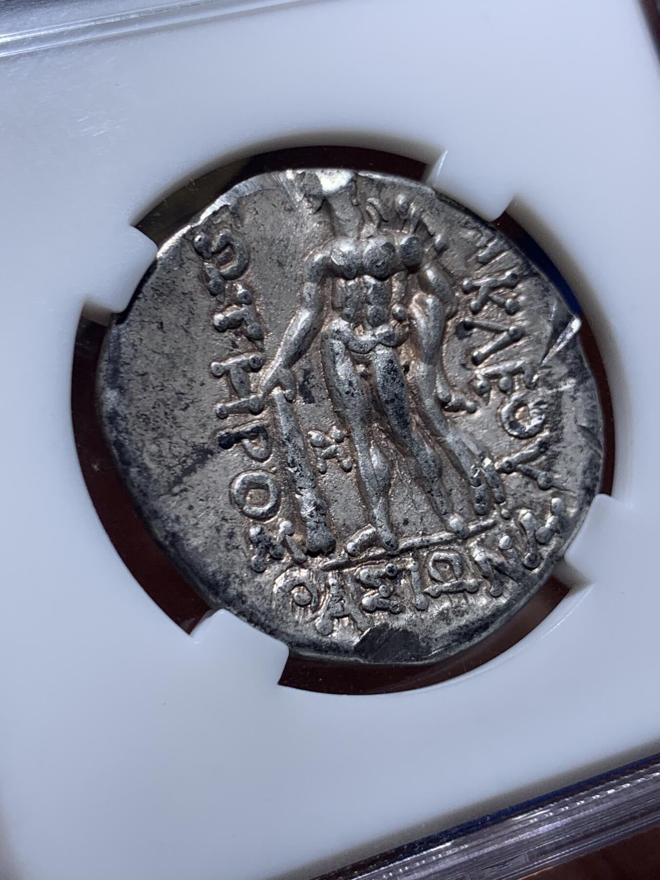 《竞宝斋》第447场 周日，周一，2场连拍 （全场包邮） ZDGS Ch VF 古希腊色雷斯地区148.B.C-80.B.C萨索斯岛4德拉克马银币 正面酒神狄俄尼索斯头像 背面大力神手持棍棒与狮皮 整体状态细节见图