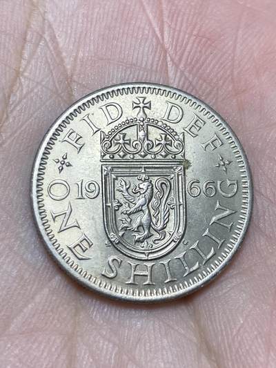 2025年第一百三十六场(总第一百六十二场）外国好品纸夹散币场(免佣金) - 英国🇬🇧1966年1先令(伊丽莎白二世青年桂冠第二版，苏格兰盾徽版)