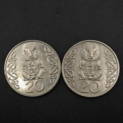 【淘币小摊】实时拍第八百二十七拍   散币场   满百包邮可预留二周 每周一统一发货   - 新西兰20分2枚