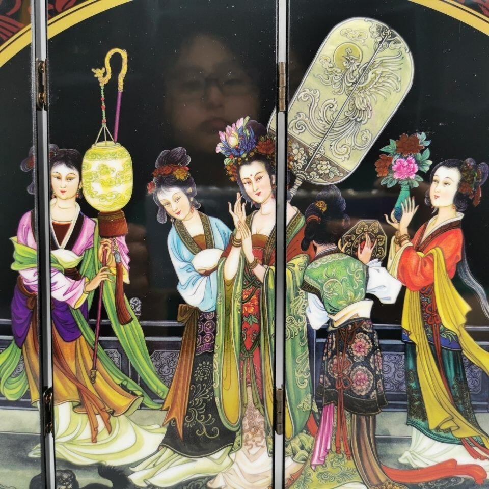 听雨轩（40） [贵妃夜宴图]仿古漆器小屏风  折叠木制