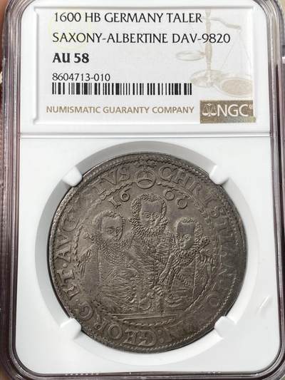 万国钱币拍卖第057期（万国冬季大拍） - NGC AU58 1600年德国萨克森三兄弟纹章大泰勒 好品罕见的萨克森17世纪早期大泰勒 原味纸袋包浆 NGC冠军分