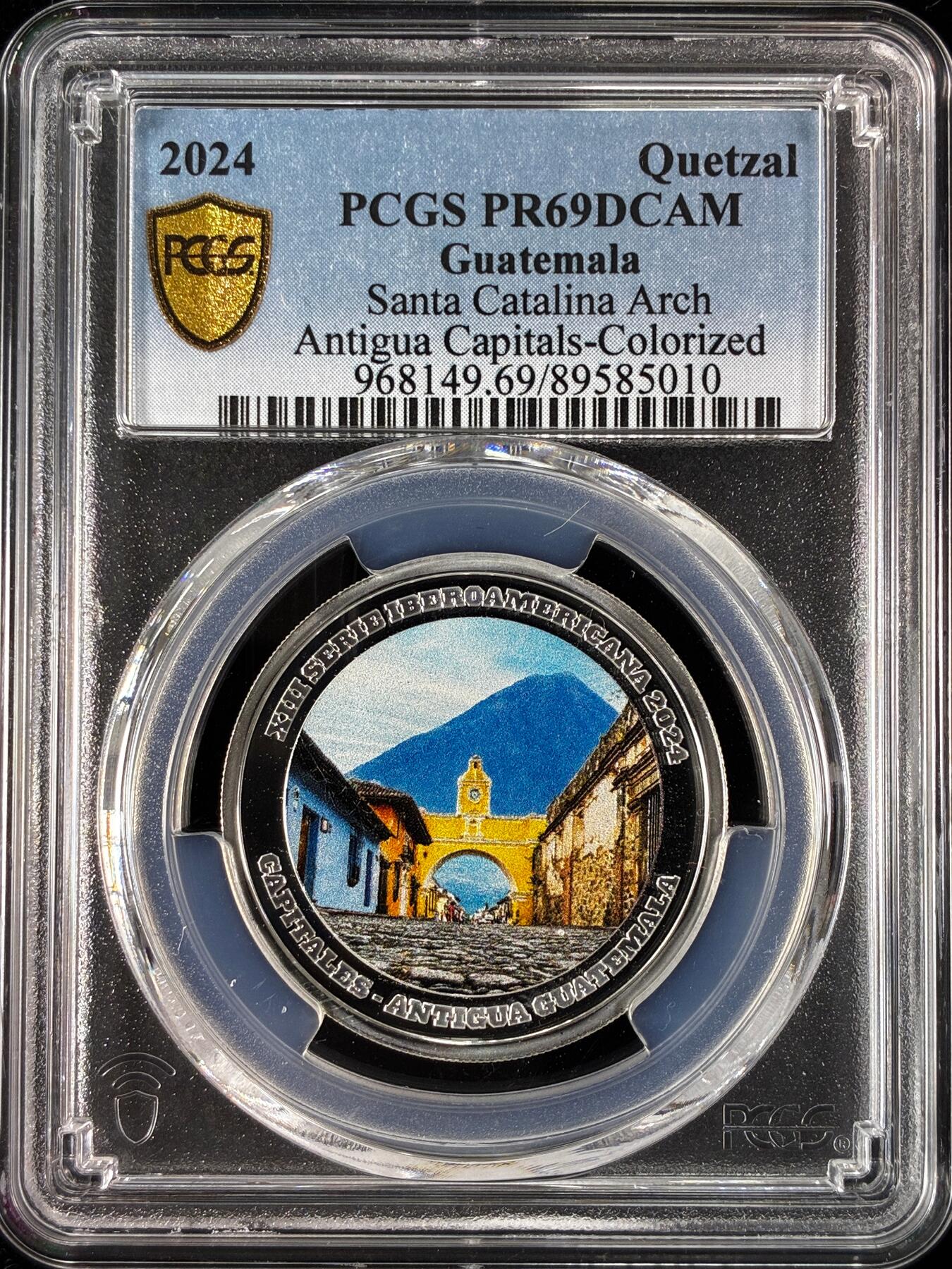 【雨安】【直播拍卖】【世界币章121期-评级币】2025-12-20 周六 19:30 保真 [评级现代] Guatemala 危地马拉 1Quetzal 2024年 安提瓜 PCGS-PR69DCAM 精制