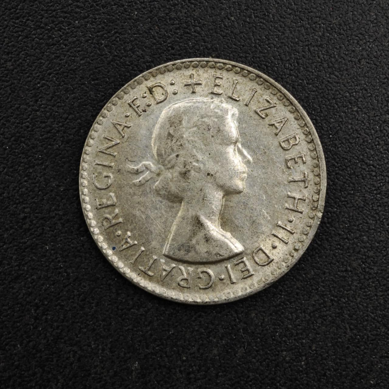 【淘币小摊】实时拍第八百二十七拍   散币场   满百包邮可预留二周 每周一统一发货   澳大利亚1963年伊丽莎白二世3便士银币