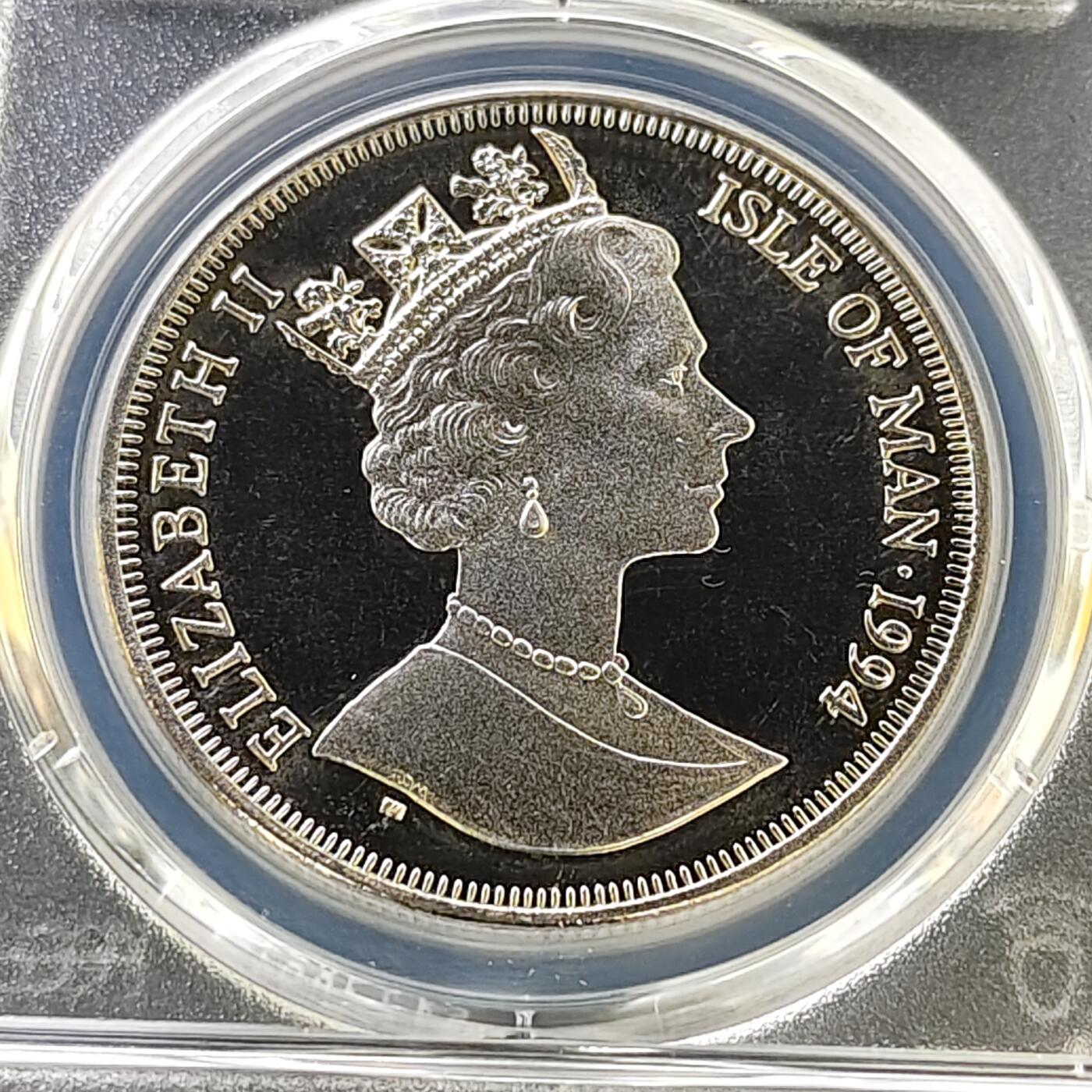 【全场包邮】纯粹捡漏拍487场（免费代拍第24场） 【收藏级·冠军分】马恩岛1994年1克朗D-DAY日50周年盟军登陆克朗型纪念币-PCGS MS67