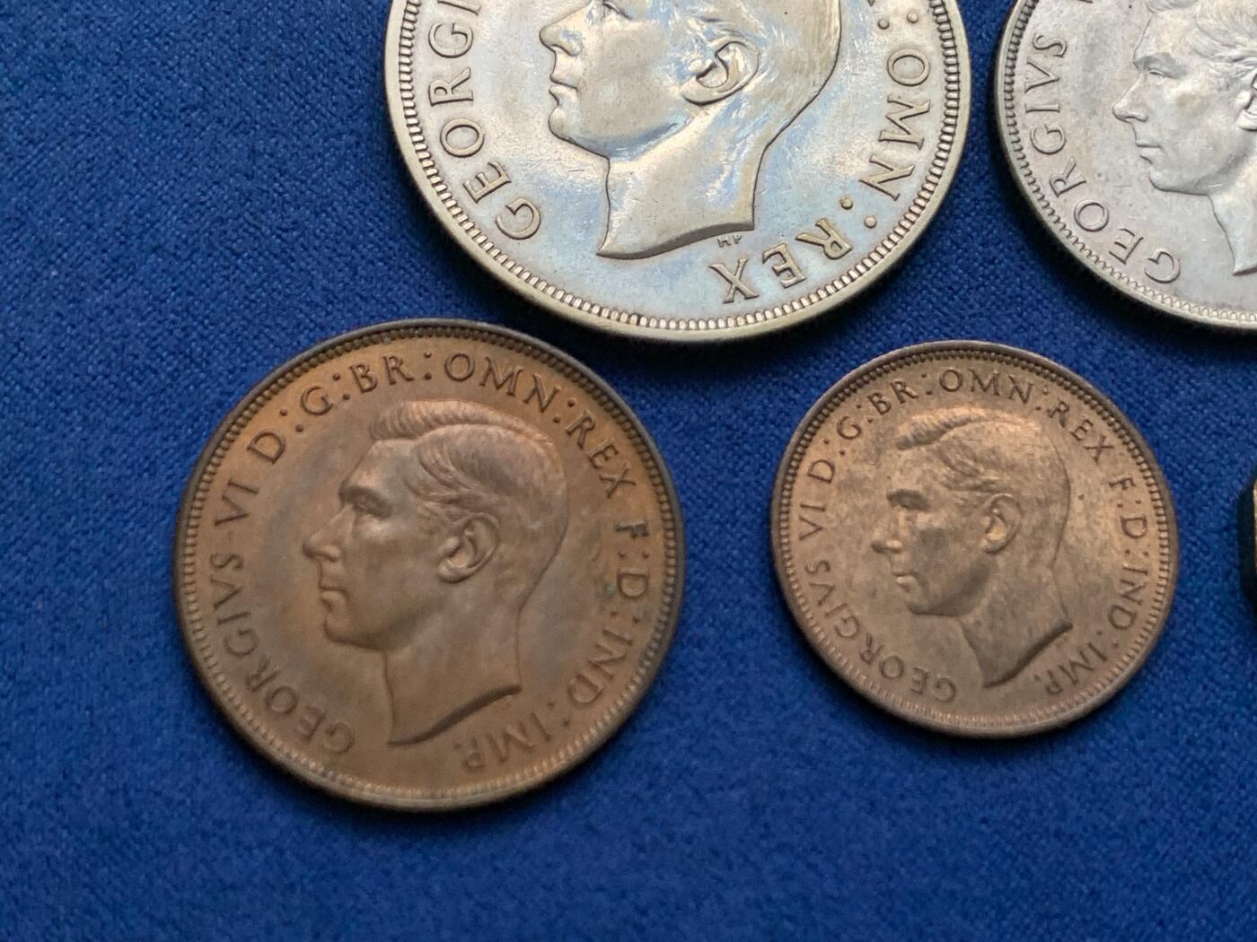 《竞宝斋》第447场 周日，周一，2场连拍 （全场包邮） 1937年乔治六世登基首发套币11枚装 7银4铜 细节见图