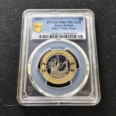 【全场包邮】纯粹捡漏拍487场（免费代拍第24场） - 【收藏级】英国2011年2镑玛丽玫瑰号500周年精制镀金纪念银币-PCGS PR67 DCAM（更高分仅2枚）