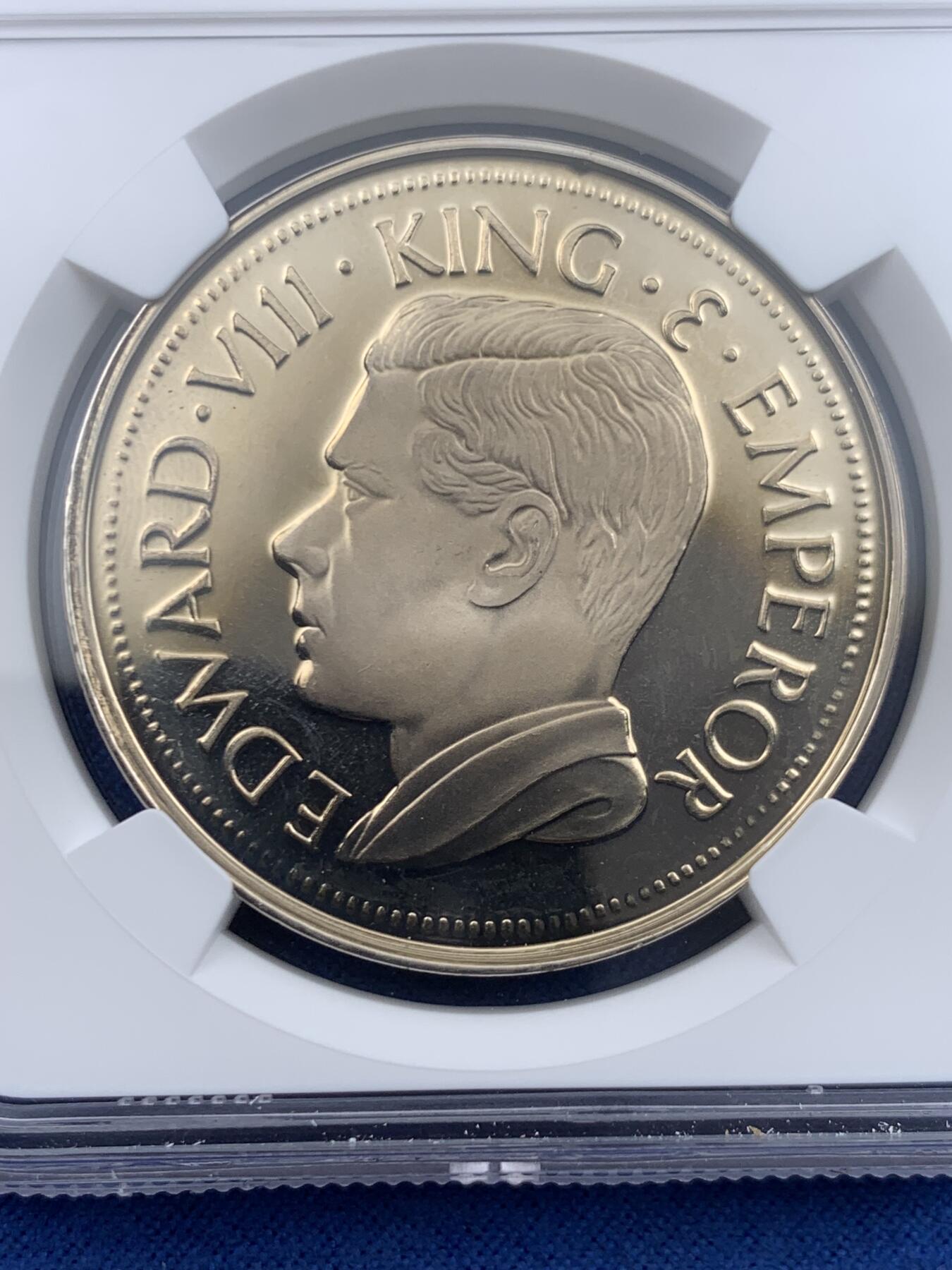 《竞宝斋》第447场 周日，周一，2场连拍 （全场包邮） NGC PF67UC 英属东非1936年爱德华八世克朗型臆造币，非常好的品相。