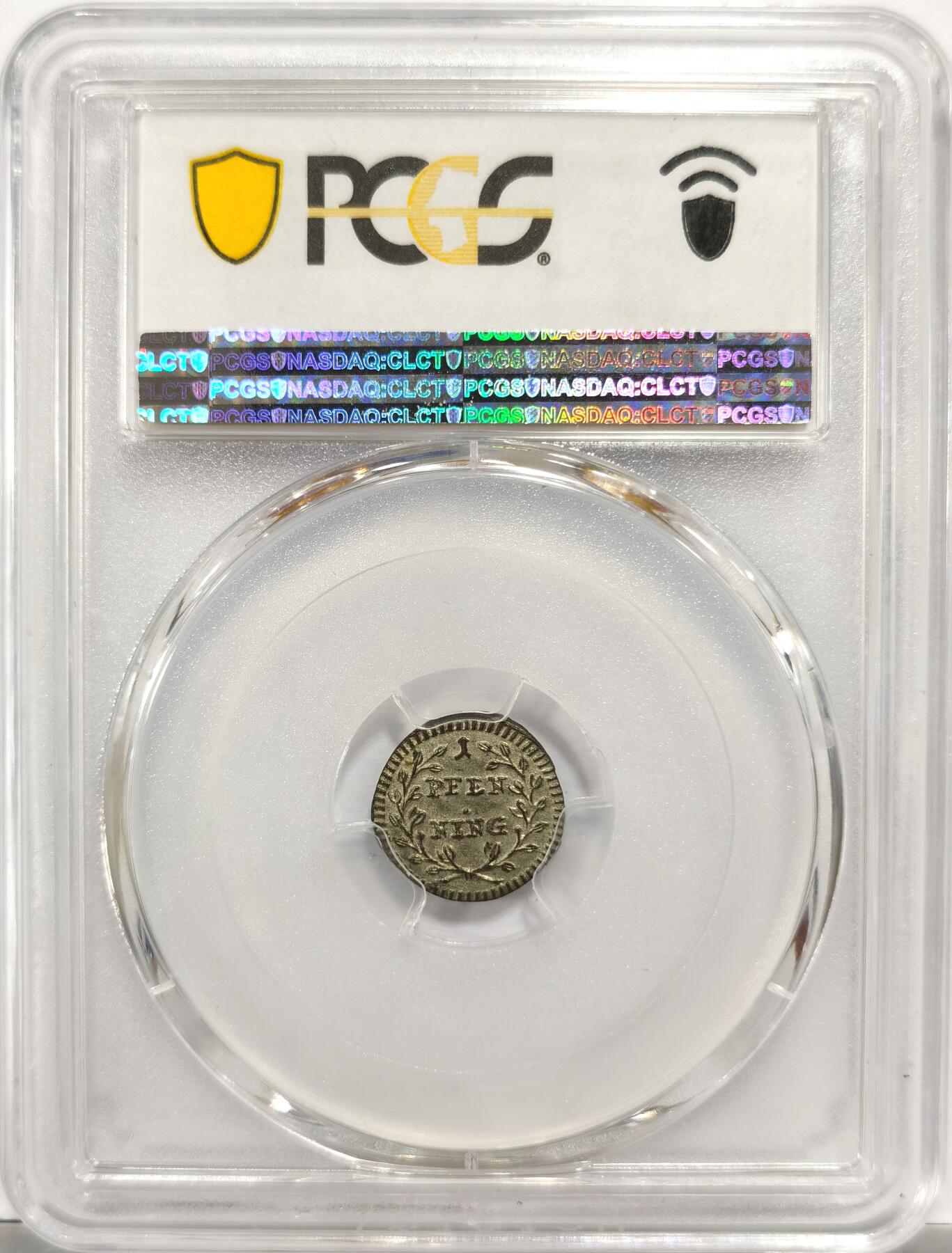 博洋堂世界钱币拍卖第153期（全场包邮） PCGS MS65 德国雷根斯堡1759年1芬尼银币，仅有2枚更高分