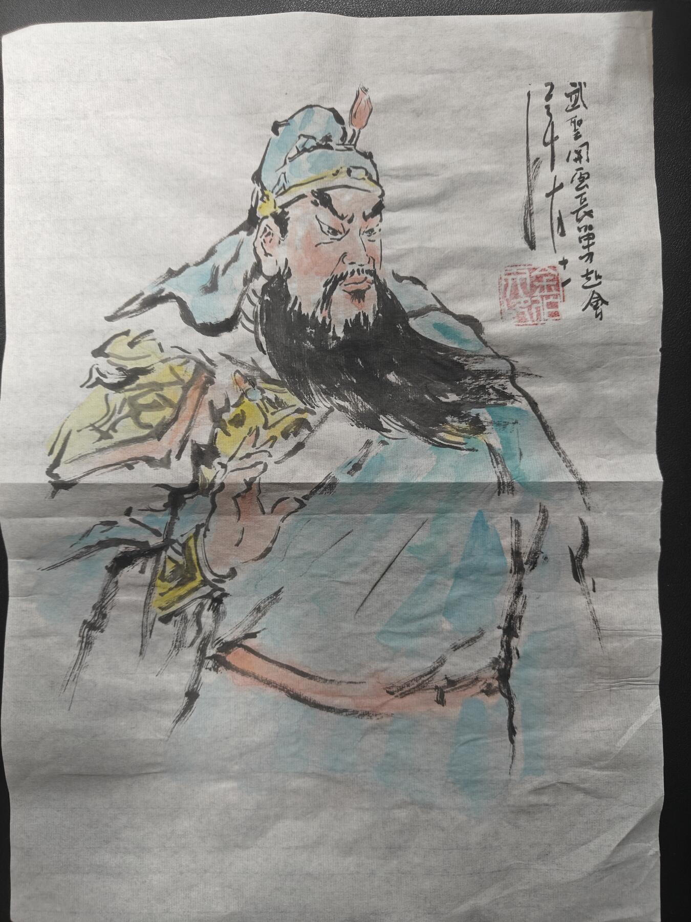 天玑星卡拍第150期《12.11周一截拍》持续收拍收评中 满赠卡需备注 【手绘水墨画】bowen艺术 原创水墨画 武圣关云长单刀赴会 A4左右尺寸 宣纸