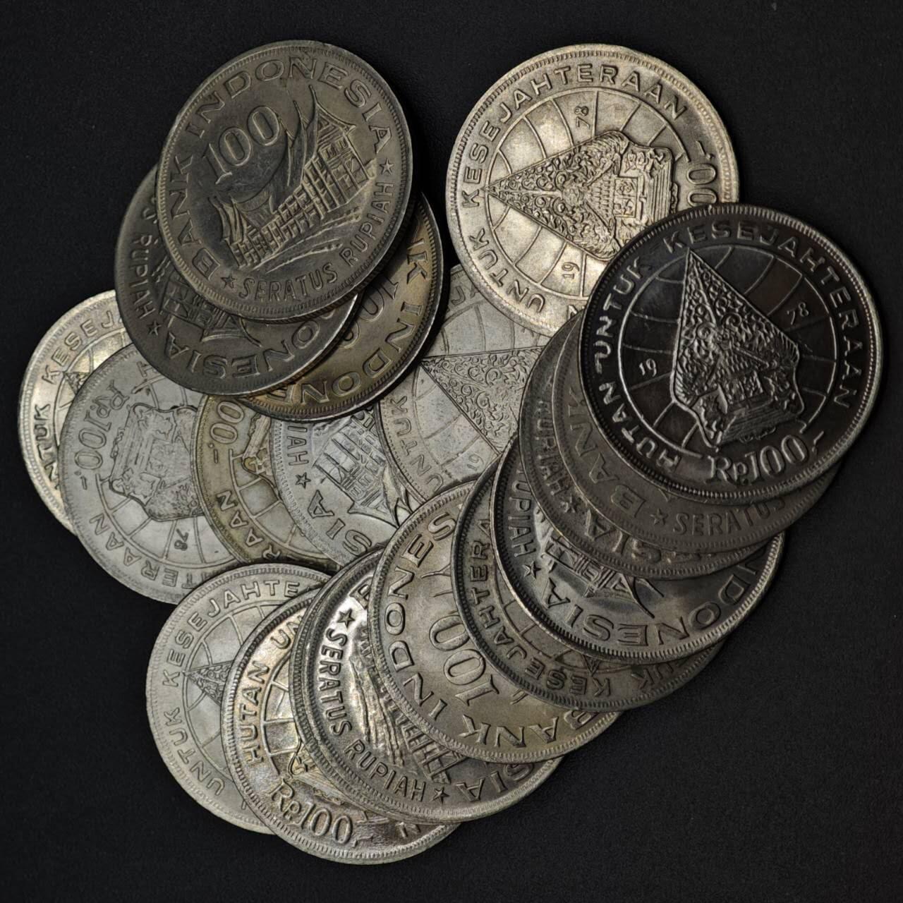 【淘币小摊】实时拍第八百二十七拍   散币场   满百包邮可预留二周 每周一统一发货   印尼100卢比镍币19枚