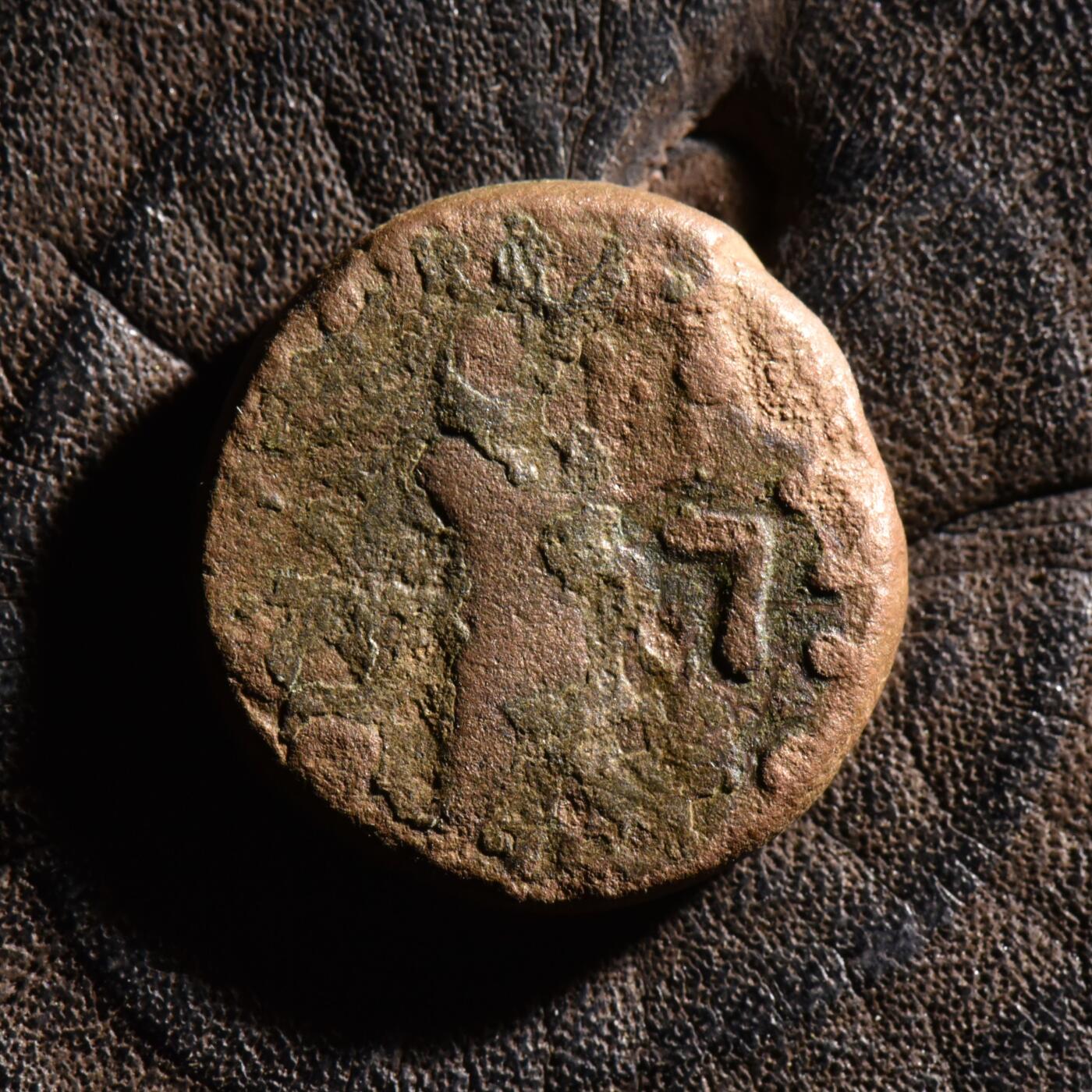 【良泉】【元旦直播场】1月1日晚19.30点开拍！208组西方古代钱币、日本朝鲜花钱 【藏家出品B】印度-赛克王朝，阿泽斯二世，公元前35-12年打制，银铜合金四德拉克马，7.36克