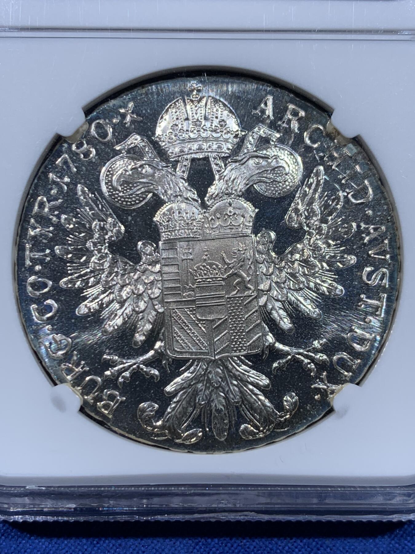 《竞宝斋》第447场 周日，周一，2场连拍 （全场包邮） NGC PF68UC 奥地利1780大奶妈泰勒精制银币 后铸版