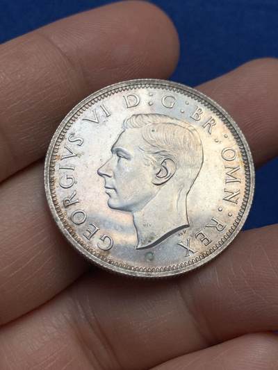 《竞宝斋》第447场 周日，周一，2场连拍 （全场包邮） - 英国 1937年 乔治六世 半克朗精制银币 有精制感