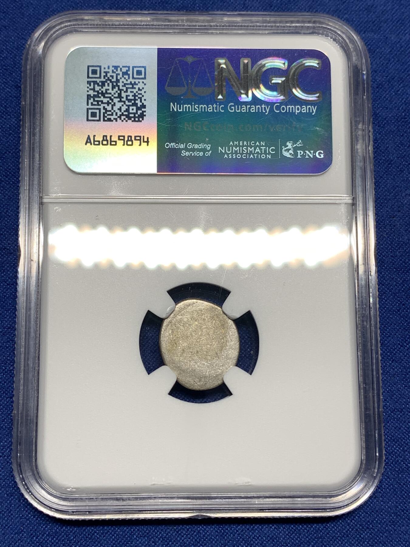 《竞宝斋》第447场 周日，周一，2场连拍 （全场包邮） NGC AU55 柬埔寨 1600-1860 小鸟 2PE 银币 东南亚经典品种