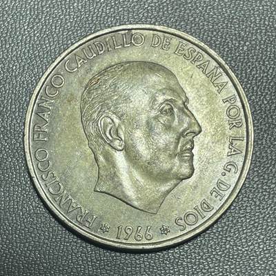 回流1215 - 西班牙1966年100比塞塔银元(独裁者-弗朗哥) 34mm19g