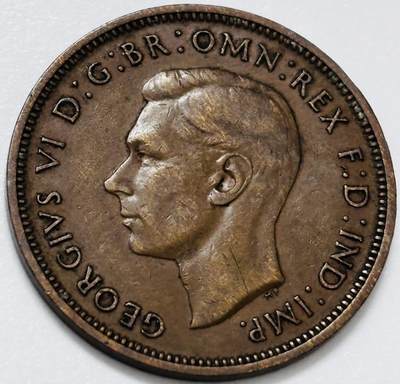 文馨钱币收藏第 285 场，【 长期接收代拍品】银币，评级币，散币场 - 极美品 1937 年英国乔治六世登基年首发版半便士铜币