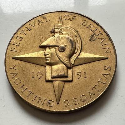 🌹外币初藏🌹🐯2025年第141场  每周二四六晚8️⃣点 接代拍 - 英国1951年不列颠节帆船锦标赛奖牌 44.6毫米43.3克