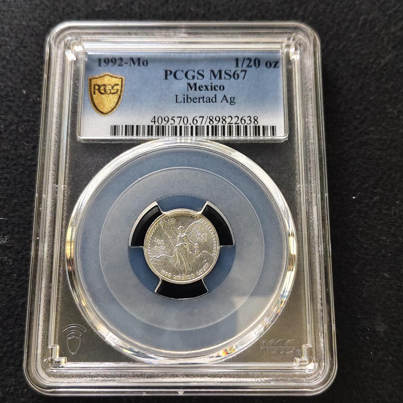 【全场包邮】纯粹捡漏拍487场（免费代拍第24场） 墨西哥1992年1/20盎司自由女神银币-PCGS MS67