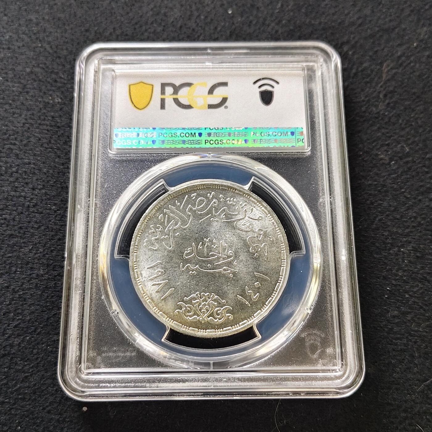 【全场包邮】纯粹捡漏拍487场（免费代拍第24场） 埃及1981年1镑FAO人人有工作人人有食物纪念银币-PCGS MS63