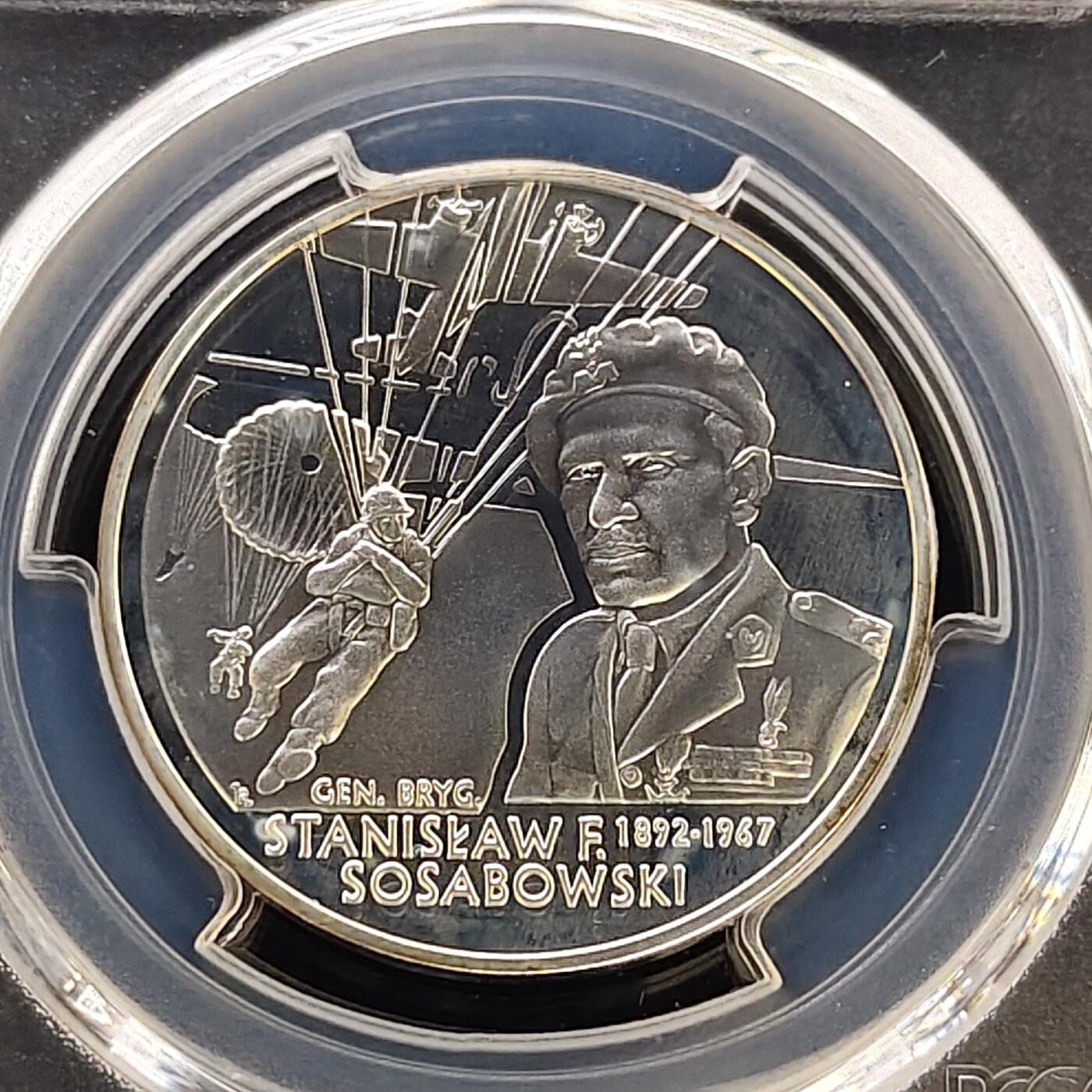 【全场包邮】纯粹捡漏拍487场（免费代拍第24场） 【收藏级·亚军分】波兰2004年10兹洛提二战名将斯坦尼斯瓦夫·索萨博夫斯基将军精制纪念银币-PCGS PR67 DCAM（更高分6枚）